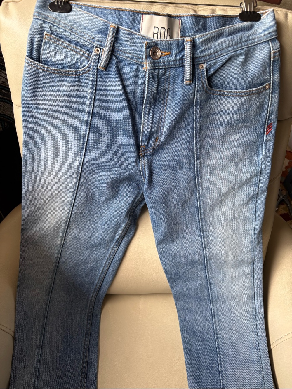BDG Light Blue Slim Straight Jeans with Front Seams